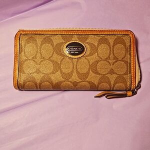 COACH::: full zip around clutch wallet